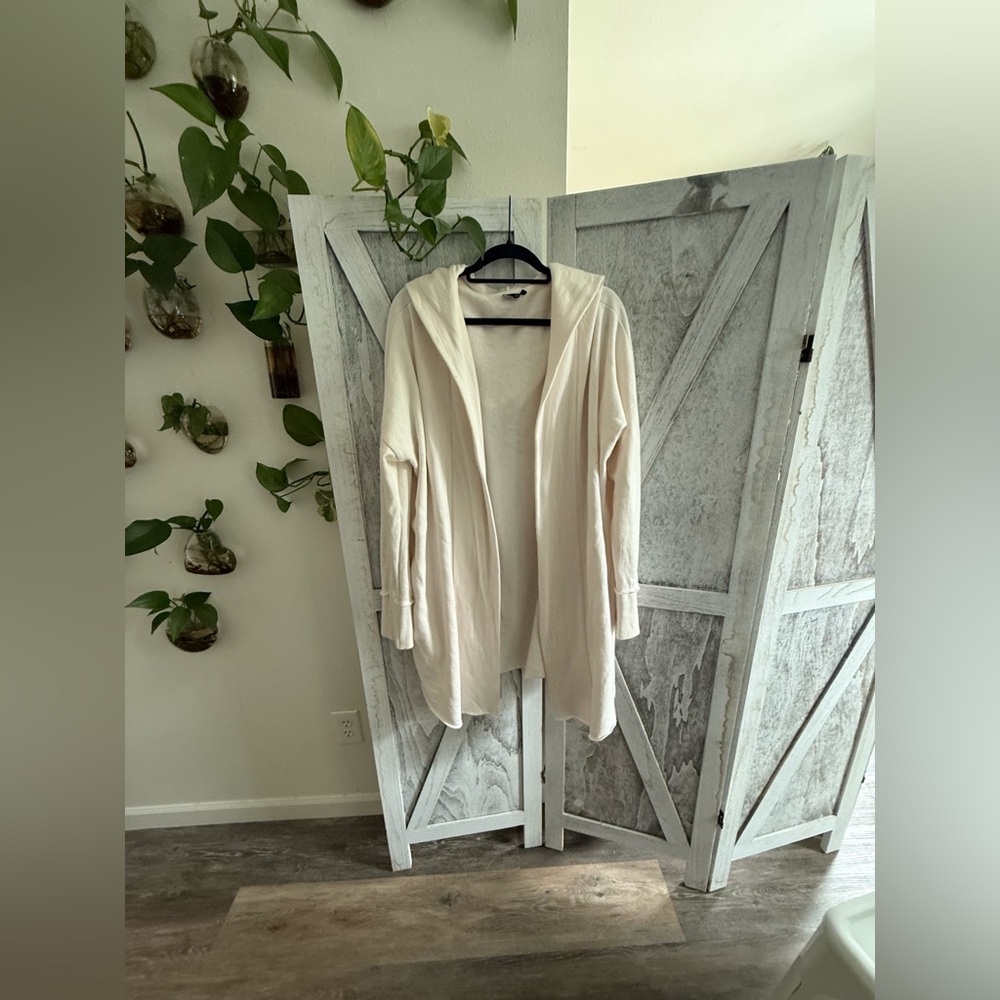 Lucious Mono B Cream Hooded Cardigan Sweatshirt